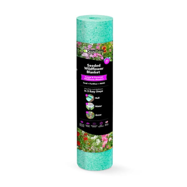 GROWTRAX 20 sq. ft. 3-in-1 Seeded Wildflower Blanket - Annual and Perennial