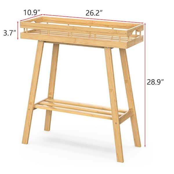 2-Tier Natural Wood Plant Stand (26.2 in. H W x 28.9 in. H