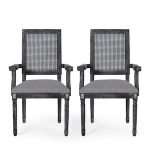 Aisenbrey Gray Wood and Cane Arm Chair (Set of 2)