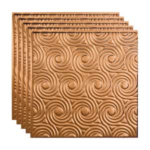 Cyclone 2 ft. x 2 ft. Glue Up Vinyl Ceiling Tile in Polished Copper (20 sq. ft.)