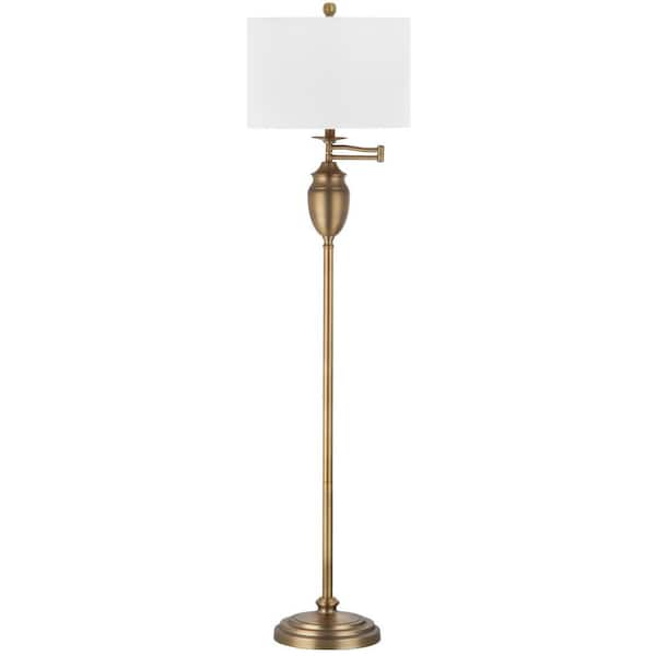 SAFAVIEH Antonia 60 in. Gold Floor Lamp with Off-White Shade