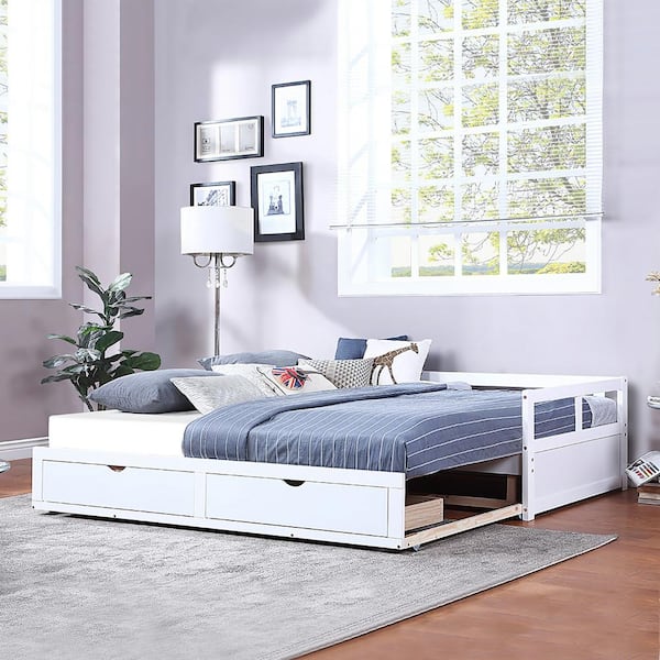 Trundle Bed And Two Storage Drawers, Twin Bed Frame With Trundle And Storage