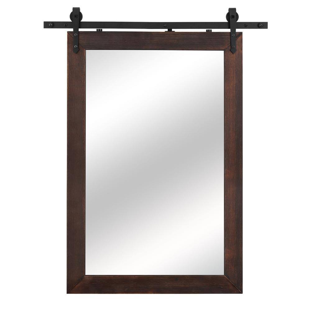 Neu-Type 46 in. x 31 in. Farmhouse Barn Door Mirror Rectangle Wood ...