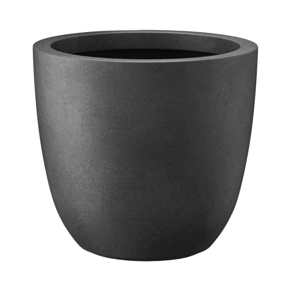 14 in. Diameter Round Black Concrete Indoor/Outdoor Planter, Black Concrete Planter Lightweight Black Plant Pot price history on PriceWatchPro