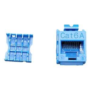 CAT6A Unshielded Punch Down Keystone Jack with Tool in Blue (10-Pack)