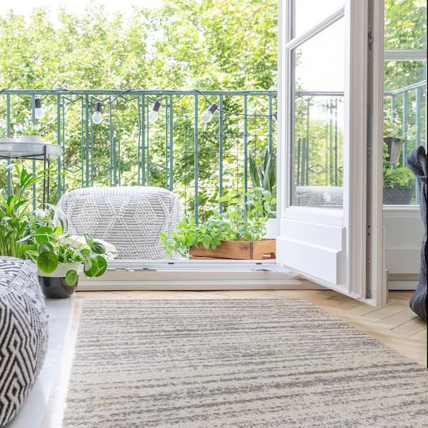 Thayer Abrash Gray 9 ft. x 13 ft. Abstract Shag Indoor Area Rug