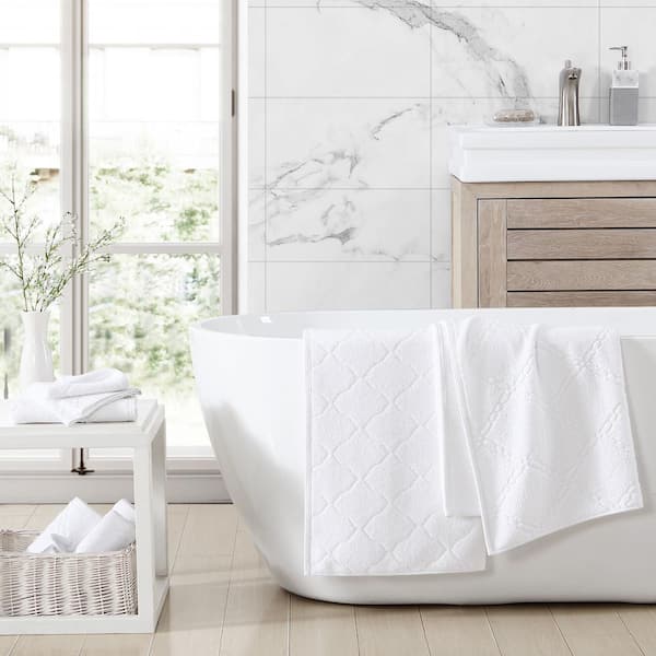 Laura Ashley Banton Jacquard White 6-Piece Cotton Bath Towel Set