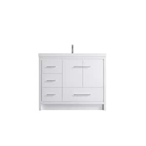 Sintered Stone 42 in. W x 19.75 in. D x 35 in. H Single Sink Left Door Freestanding Bath Vanity with White Countertop