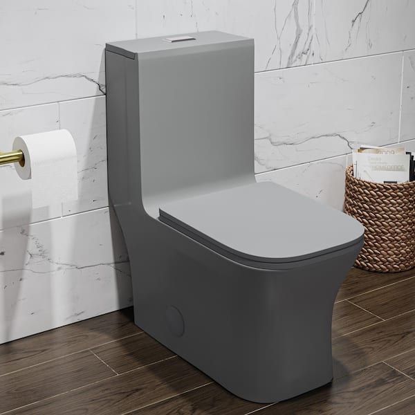 Swiss Madison Concorde 1-Piece Square Toilet Dual Flush in Matte Grey 1.1/1.6 gpf