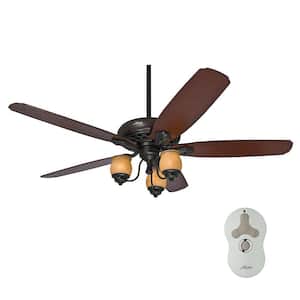Torrence 64 in. Indoor Provence Crackle Bronze Ceiling Fan with Light Kit with Remote Control