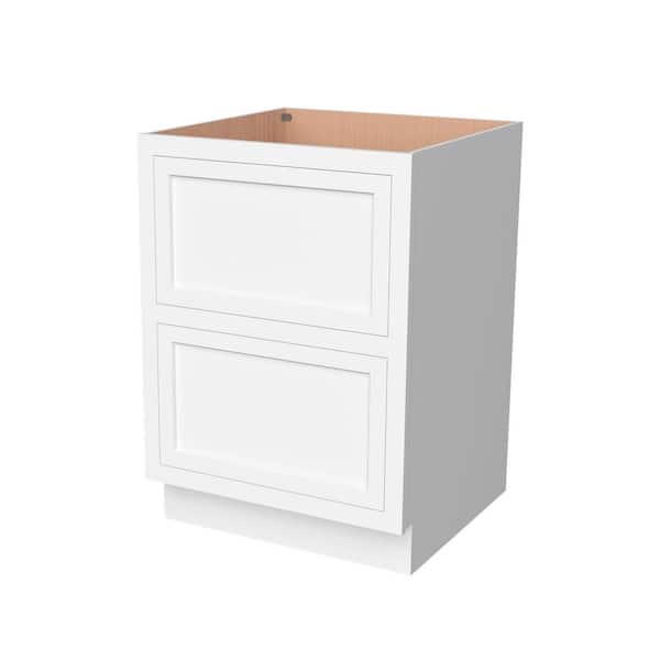 24 in. W x 25 in. D x 34.5 in. H Plywood Ready to Assemble Base Kitchen Cabinet with 2-Drawers in Beige