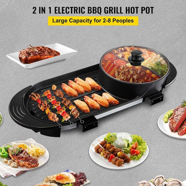 VEVOR 2 in 1 BBQ Grill and Hot Pot 72 in. Aluminum Electric BBQ Grill Pot Family Dinner Friends Party DGNH2400W110VQVVFV1 - The Home Depot