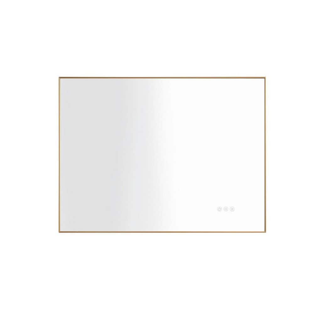 32 in. W x 24 in. H Large Rectangular Aluminium Framed LED Light Wall Mounted Bathroom Vanity Mirror in Gold price history on PriceWatchPro
