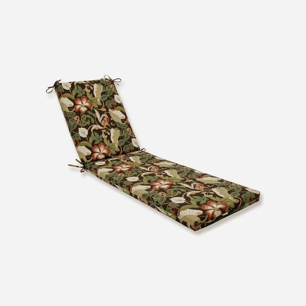 Pillow Perfect Floral 23 x 30 Outdoor Chaise Lounge Cushion in Brown/Green Coventry