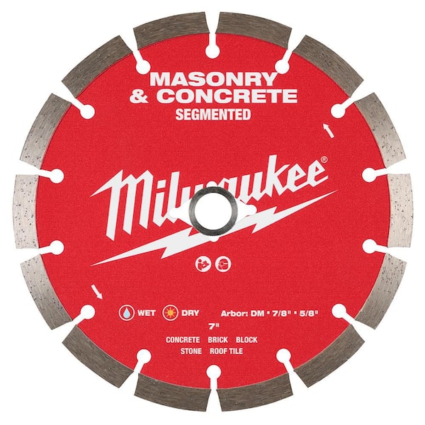 Milwaukee 7 in. Segmented Masonry & Concrete Diamond Blade 49-93 Milwaukee 7 in. Segmented Masonry & Concrete Diamond Blade 49-93