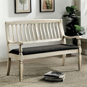 Dave White Bench with Wooden Arms (41 in. H X 50 in. W X 23.5 in. D)