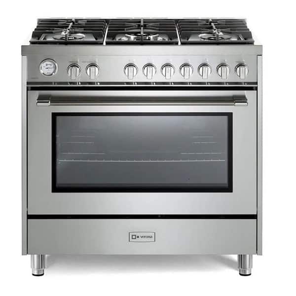 Prima Series 36  in. Freestanding Single Oven Gas Range with 5 Sealed Burners in Stainless Steel