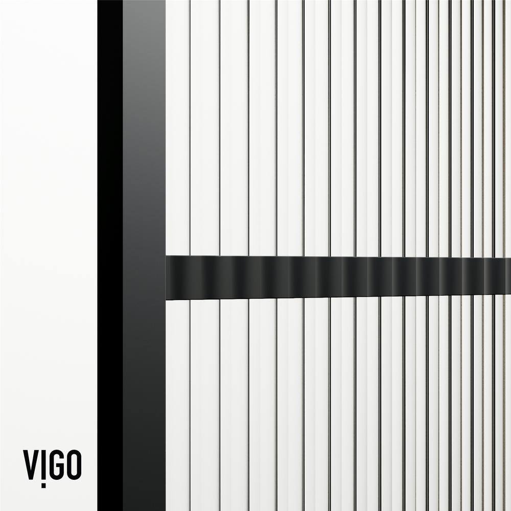 Mosaic Matte Black 34" x 74" Fluted Glass Shower Screen
