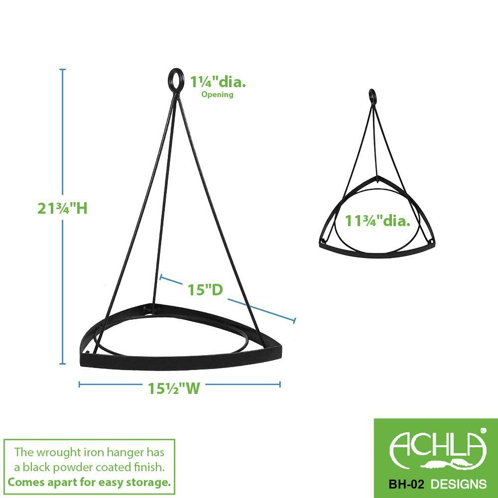 Black Wrought Iron Contemporary Plant Hanger, 24-inch
