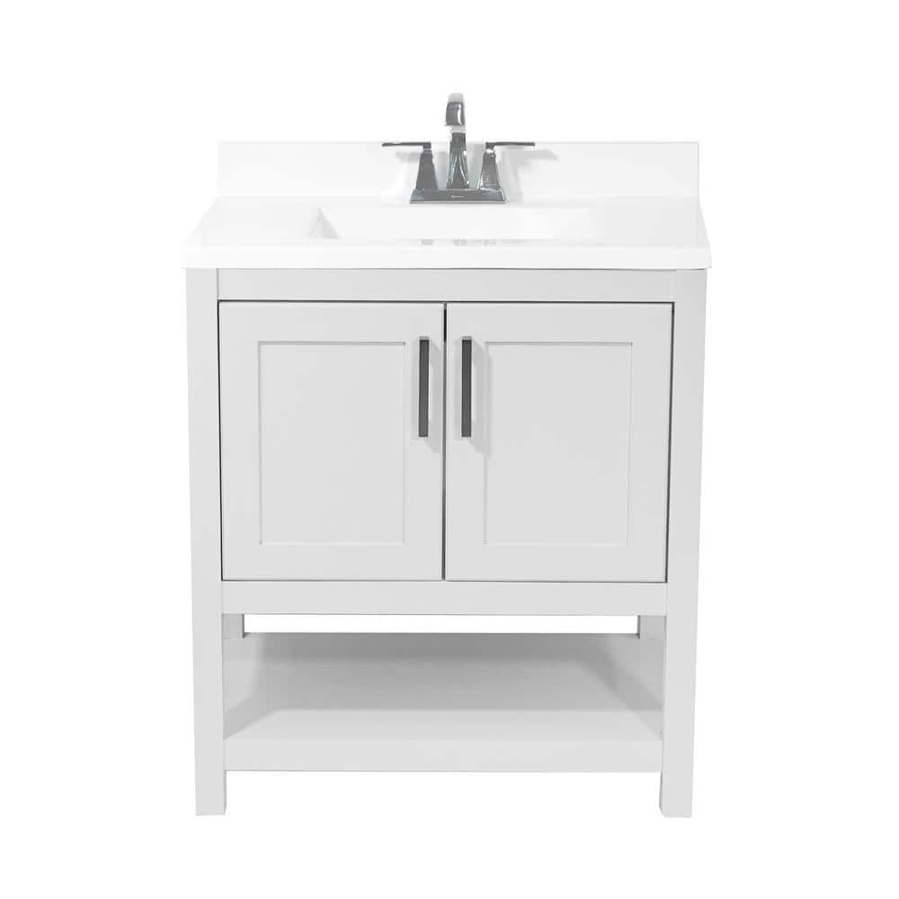 Tufino 31'' White Freestanding Bathroom Vanity with Marble Top