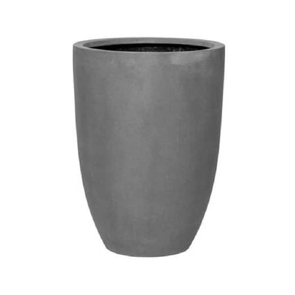 PotteryPots 15.75 in. W and 21.65 in H Large Round Grey Fiberstone Indoor Outdoor Ben Planter