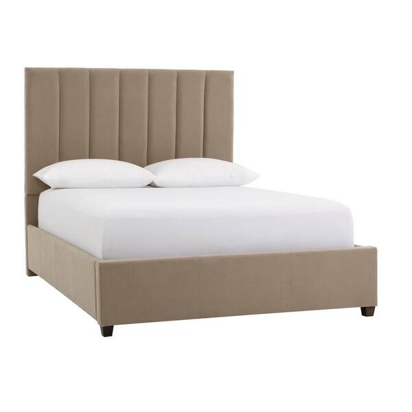 Home Decorators Collection Eastland Riverbed Taupe Upholstered Queen Bed with Channel Back Tufting (65 in W. X 61 in H.)