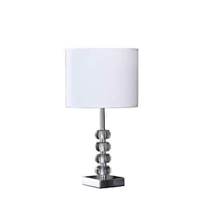 17.75 in. Silver Standard Light Bulb Bedside Table Lamp with White Cotton Shade