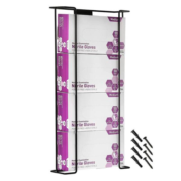 Black Quadruple Box Wire Wall Mount Glove Dispenser (4-Pack)