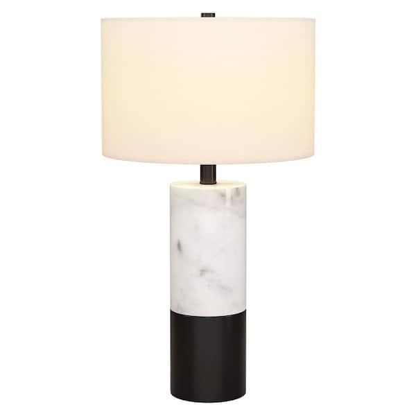Meyer&Cross Liana 23.75 in. Marble and Black Table Lamp with Fabric Shade