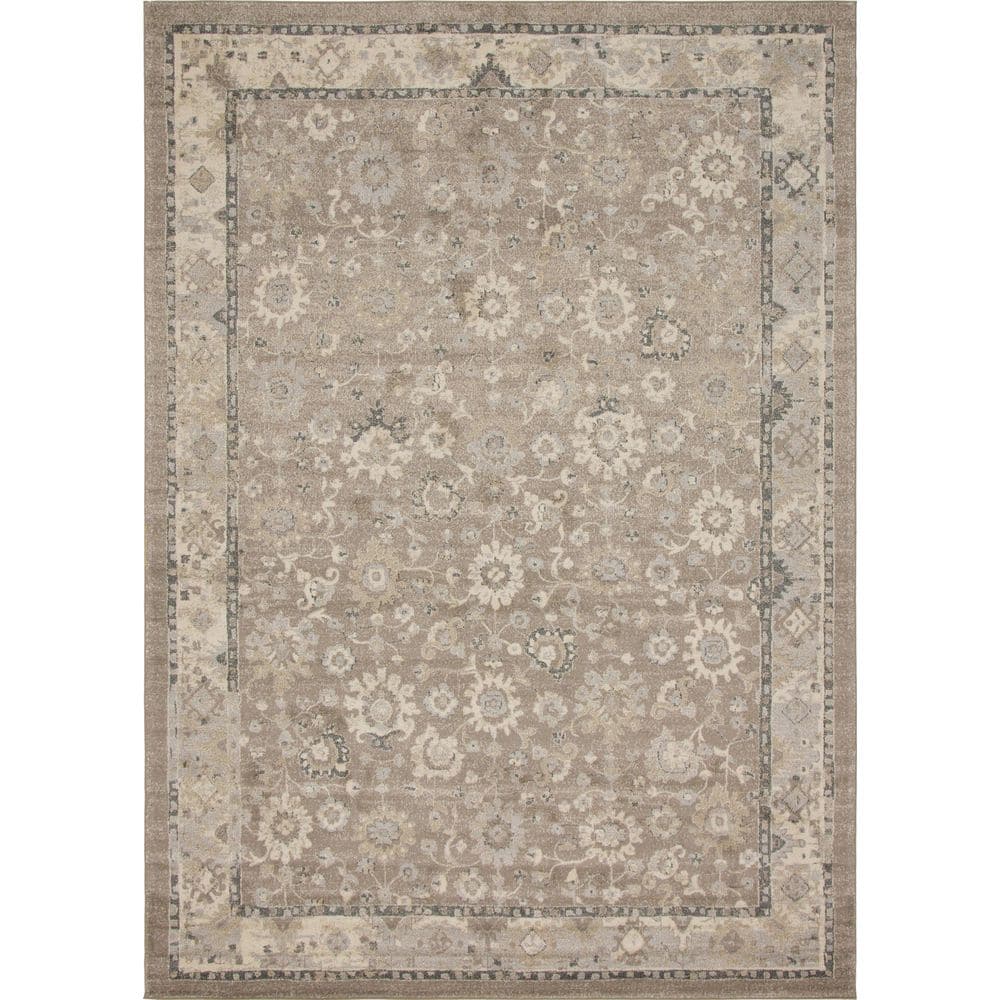 Unique Loom Penrose Krystle Beige Brown 10 ft. x 14 ft. Area Rug ...