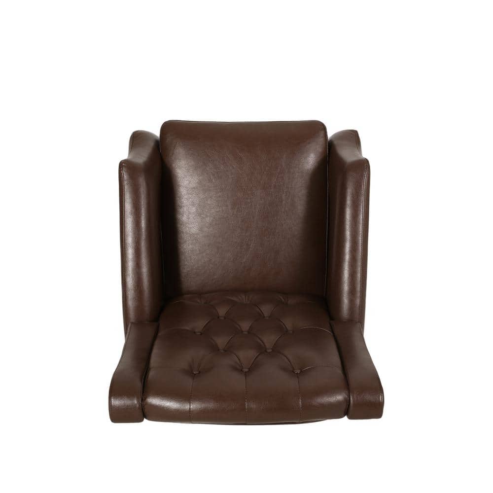 Chic Dark Brown Faux Leather Push-Back Club Recliner