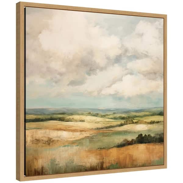 Sylvie "Rolling Hills Abstract Landscape" by The Creative Bunch Studio Natural Framed Art Print 22 in. x 22 in.