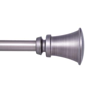 Nile 36 in. - 66 in. Adjustable Single Curtain Rod 3/4 in. Diameter in Pewter Gray with Square Finials