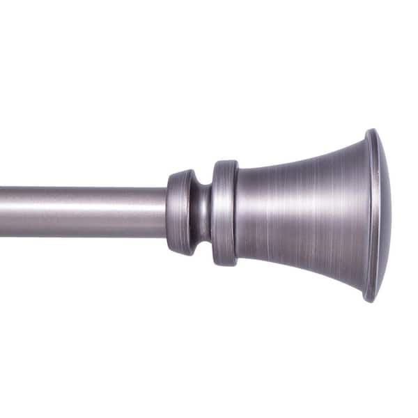 Kenney Nile 36 in. - 66 in. Adjustable Single Curtain Rod 3/4 in. Diameter in Pewter Gray with Square Finials