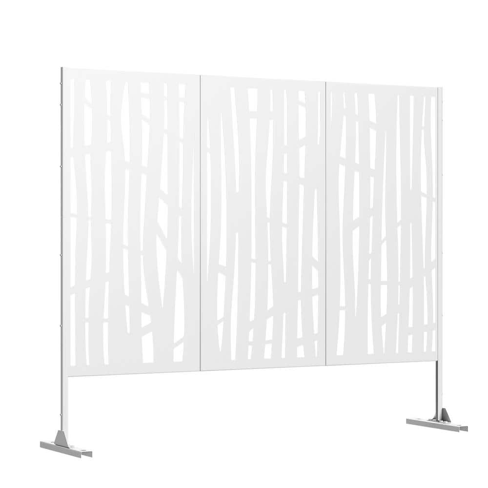  75 x 48 in. Whiet Modern Outdoor Galvanized Privacy Screen