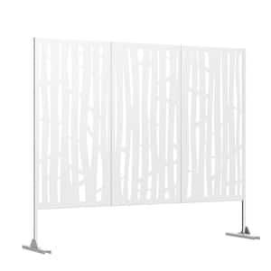 75 x 48 in. Whiet Modern Outdoor Galvanized Privacy Screen