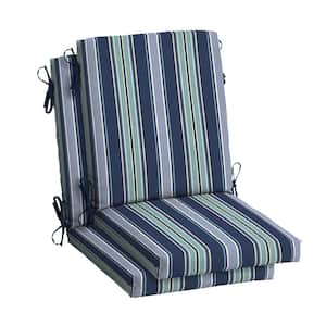 20 in. x 20 in. Sapphire Aurora Blue Stripe High Back Outdoor Dining Chair Cushion (2-Pack)