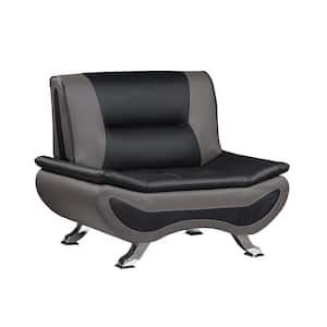 Emerson Black and Gray Faux Leather Arm Chair