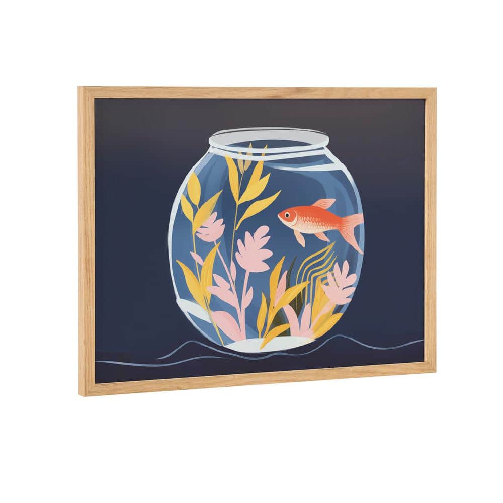 Natural Wood Framed Colorful Goldfish Botanical Print, 16x12