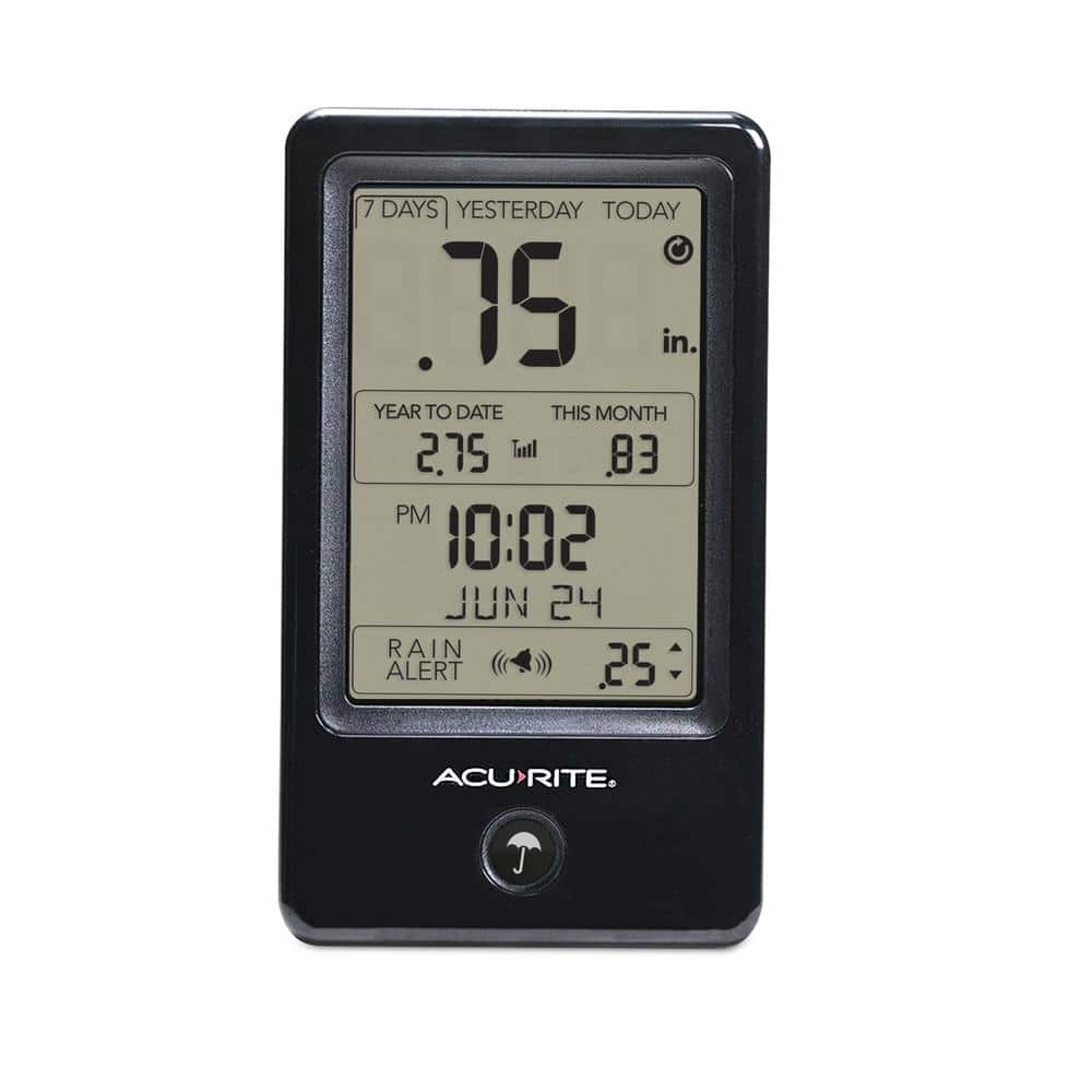 Wireless Black and Gray Digital Rain Gauge with Indoor Display