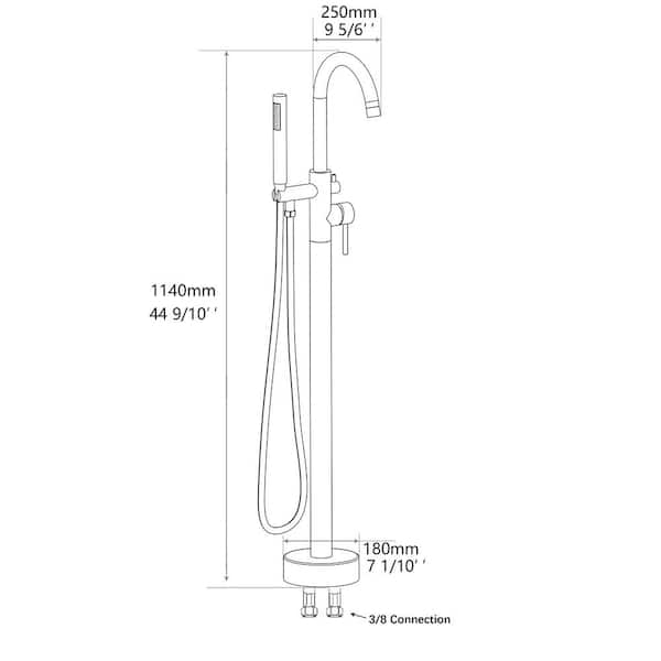 Single Handle Freestanding Tub Faucet with Handheld Shower in Gorgeous High Arch Brushed Nickel