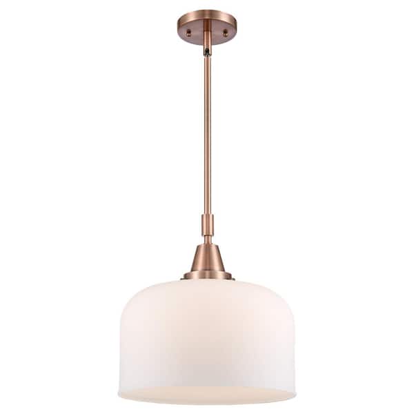Bell 100-Watt 1-Light Antique Copper Standard Mini Pendant Light with Painted Glass Shade, No Bulbs Included
