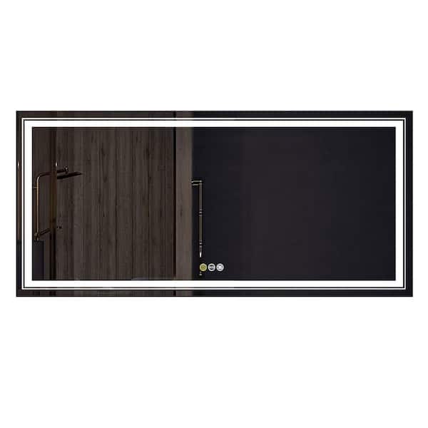 47 in. W x 24 in. H Large Rectangular Frameless LED Light Anti-Fog Wall Bathroom Vanity Mirror Dual Front Light &Backlit