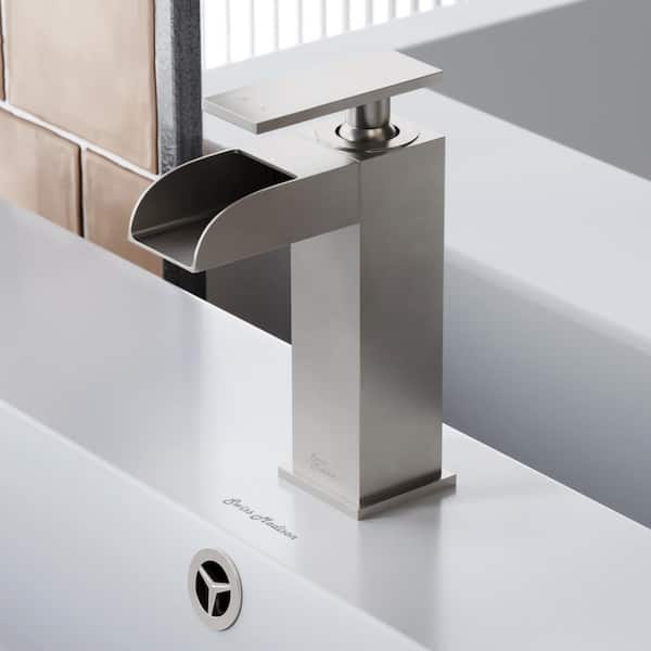 Swiss Madison Concorde Single-Handle Single-Hole Waterfall Bathroom Faucet in Brushed Nickel
