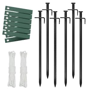 Heavy Duty Steel Tree Stake Support Kit 6 PCS Tree Straps for Staking, 6 PCS Tree Stakes and 2 PCS Rope for Anchoring