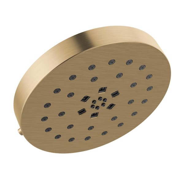 Delta 4-Spray Pattern with 1.75 GPM 8 in. Wall Mount Fixed Shower Head with H2Okinetic UltraSoak Spray in Champagne Bronze
