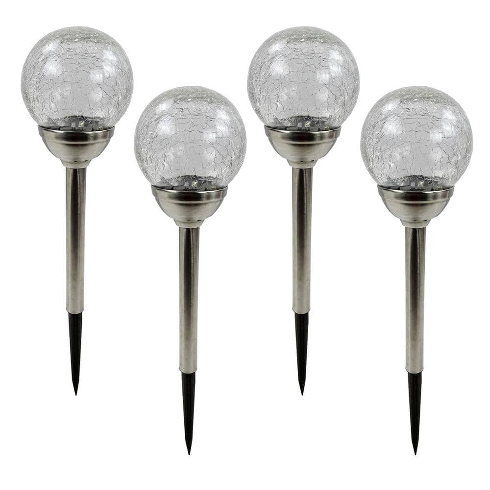Solar Glass Ball Stake with Light (Set of 4)