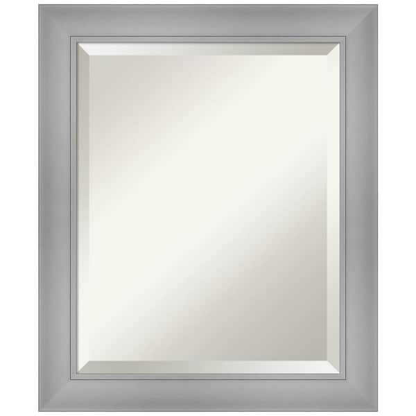 Amanti Art Medium Rectangle Flair Polished Nickel Beveled Glass Modern Mirror (24 in. H x 20 in. W)