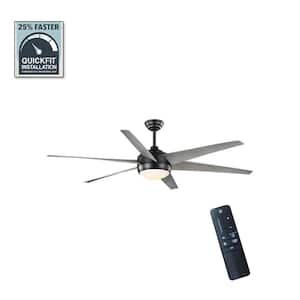 Windward 68 in. White Color Changing Integrated LED Matte Black Ceiling Fan with Light Kit, DC Motor and Remote