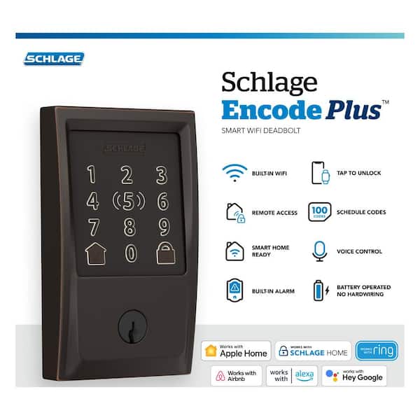 Century Aged Bronze Electronic Encode Plus Smart WiFi Deadbolt with Alarm
